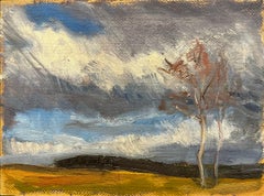 Pittura ad olio modernista tedesca del XX secolo - Cielo nuvoloso e blu