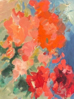 Peinture à l'huile moderniste allemande du 20e siècle - Nature morte colorée de fleurs