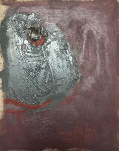 Peinture à l'huile moderniste allemande du 20e siècle, gris foncé et rouge abstrait