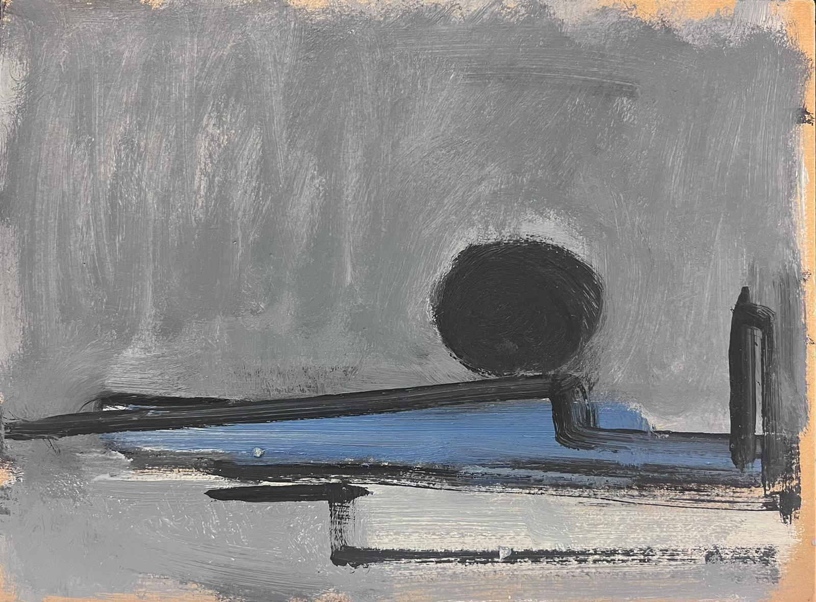 20th Century German Modernist Oil Painting Grey Ball Abstract For Sale 1