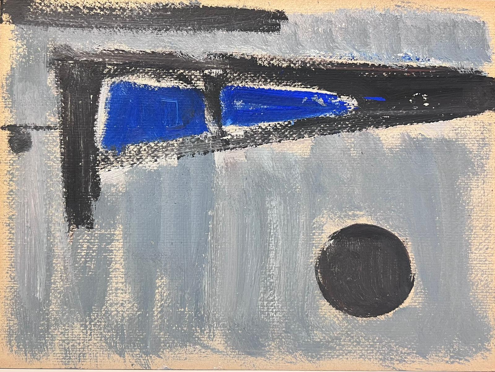 20th Century German Modernist Oil Painting Grey Ball Abstract For Sale 2