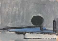Peinture à l'huile moderniste allemande du 20e siècle, abstrait de boule grise