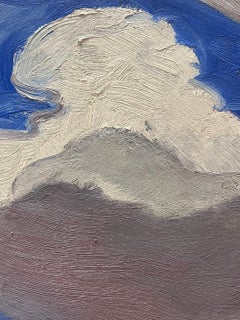 20th Century German Modernist Oil Painting Grey Clouds In Blue Skies