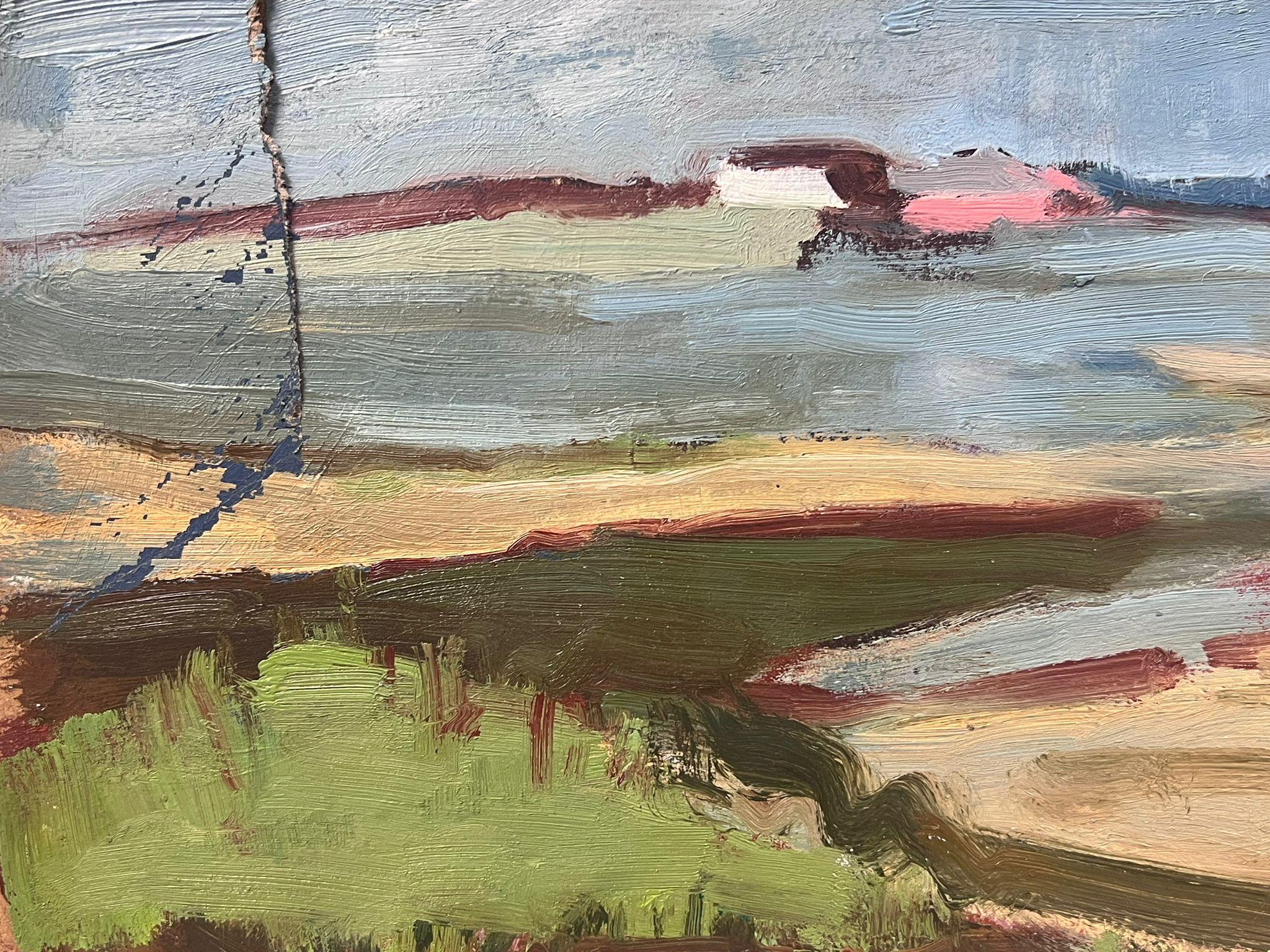 20th Century German Modernist Oil Painting High Tide Beach Landscape For Sale 1
