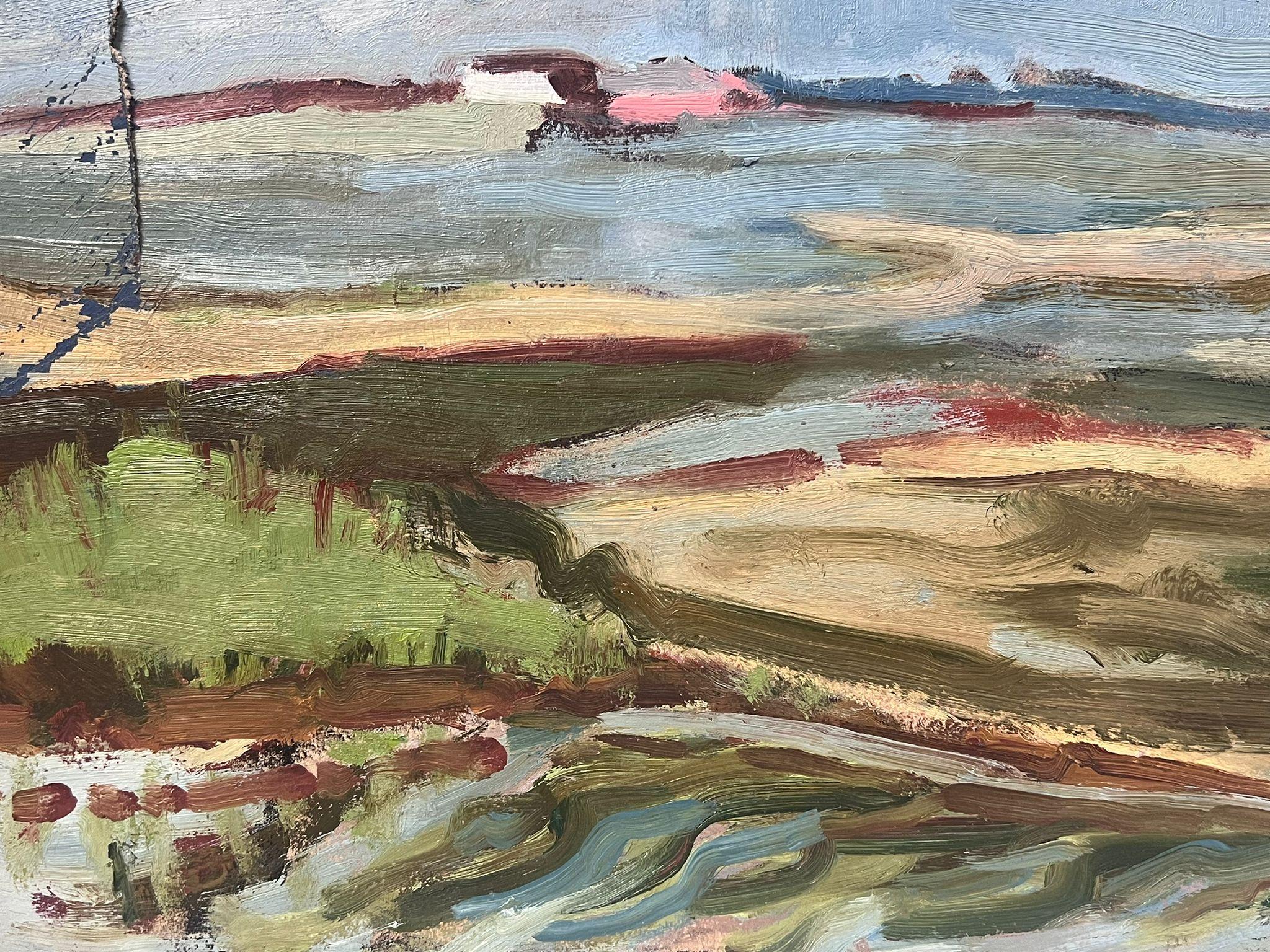 20th Century German Modernist Oil Painting High Tide Beach Landscape For Sale 2
