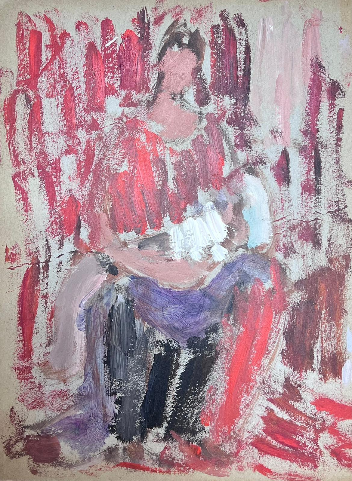 Elisabeth Hahn Abstract Painting - 20th Century German Modernist Oil Painting - Mother and Child 