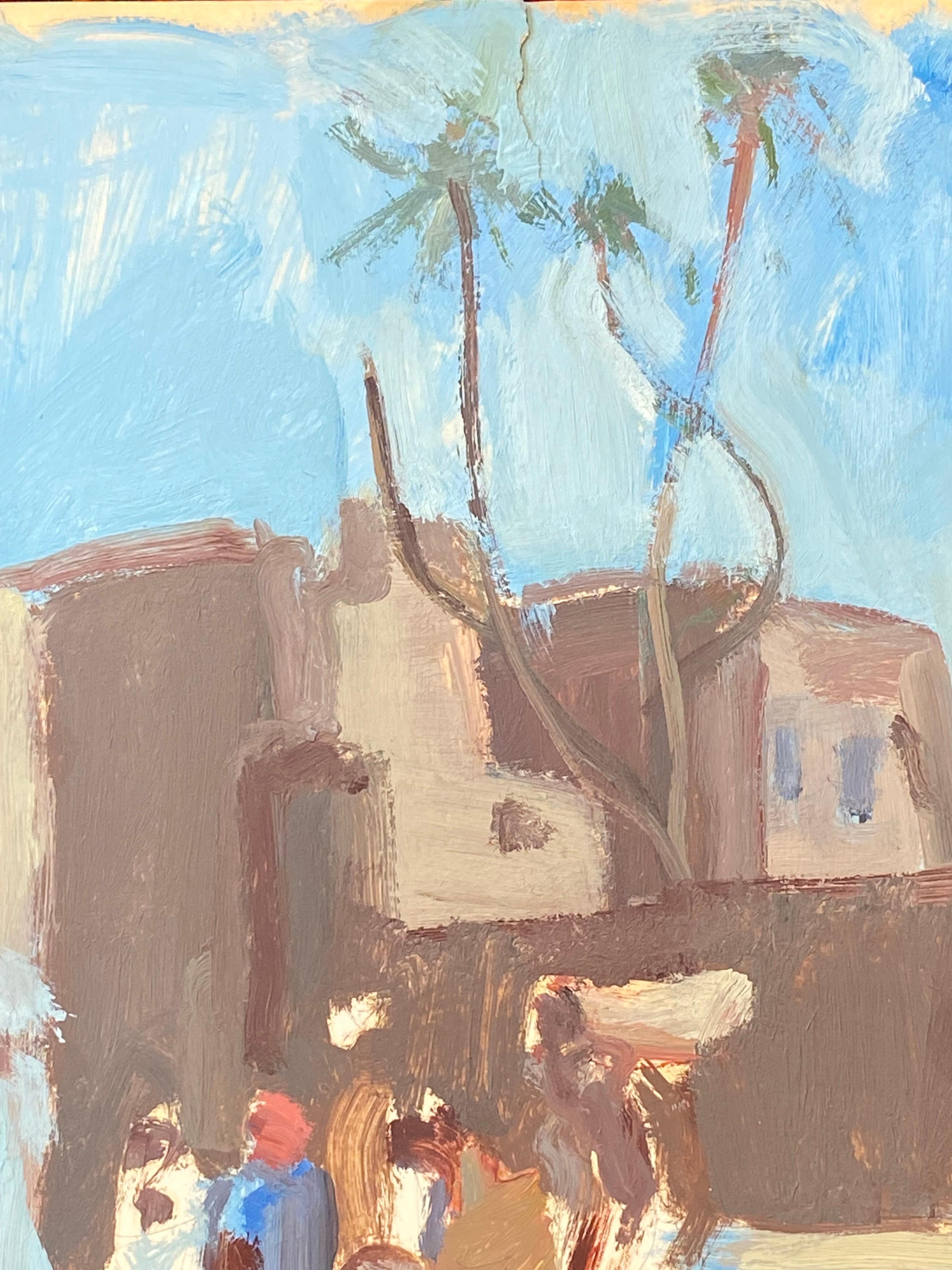 Pittura ad olio modernista tedesca del XX secolo Città e figure del Nord Africa - Painting di Elisabeth Hahn