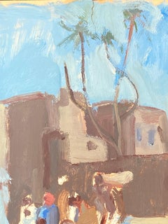 20th Century German Modernist Oil Painting North African Town & Figures