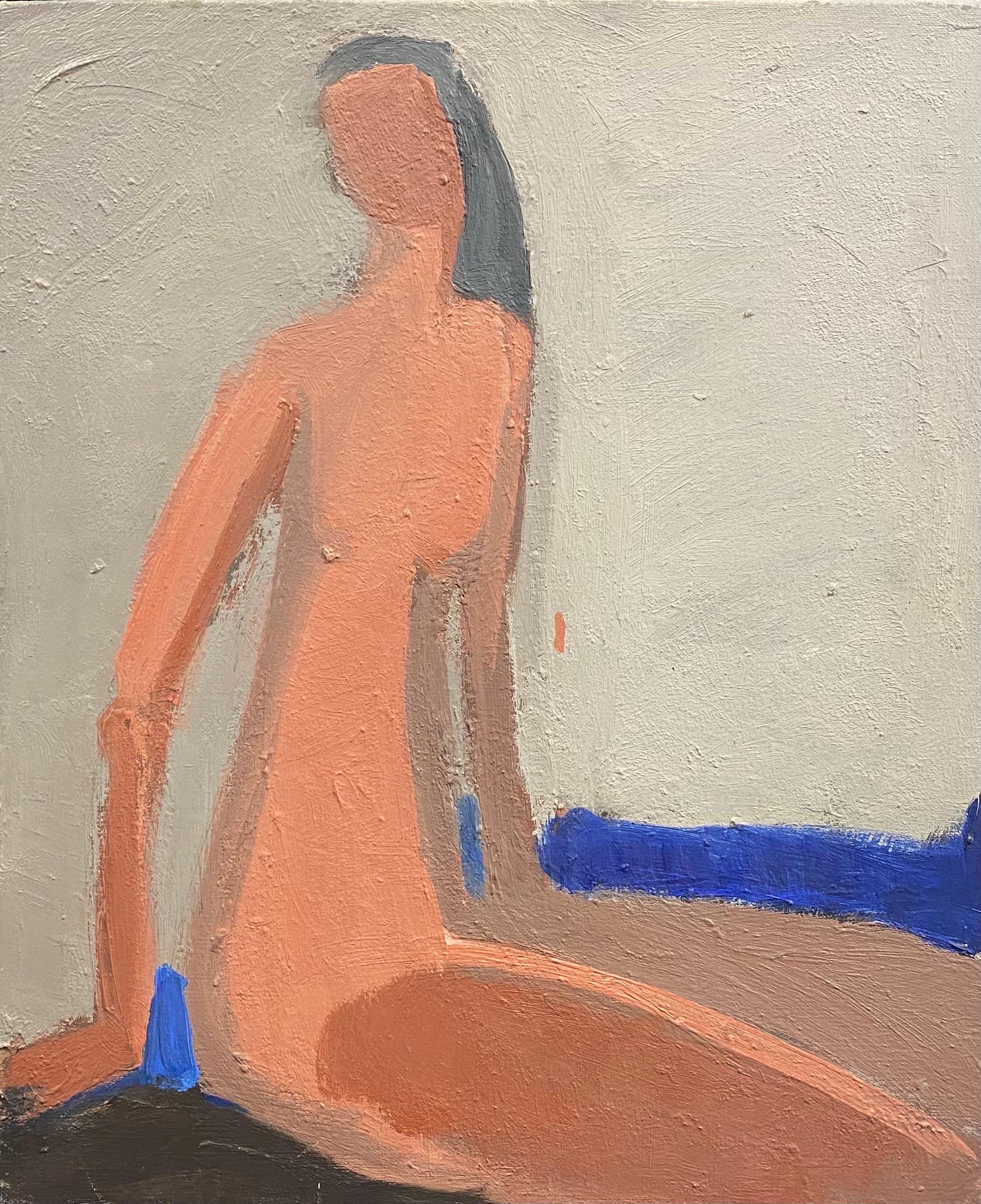 Elisabeth Hahn Portrait Painting - 20th Century German Modernist Oil Painting Nude Model Moody Colors