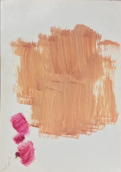 20th Century German Modernist Oil Painting Orange and Pink Abstract