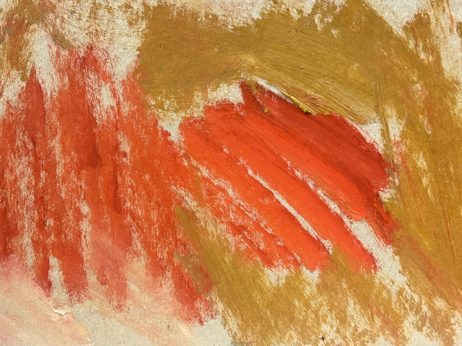 Deutsches modernistisches Ölgemälde des 20. Jahrhunderts, Orange und Rot, Abstrakt – Painting von Elisabeth Hahn