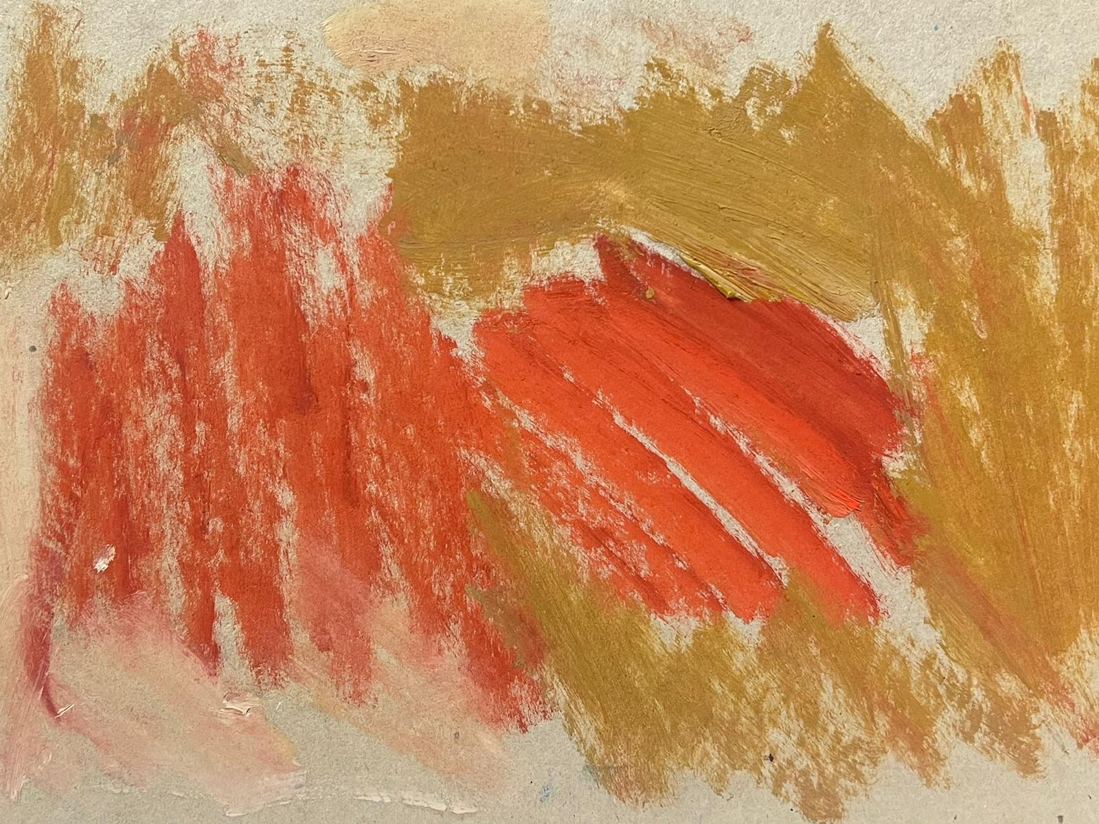 20th Century German Modernist Oil Painting Orange and Red Abstract For Sale 1
