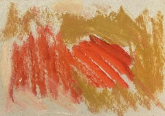 Peinture à l'huile moderniste allemande du 20e siècle orange et rouge abstrait