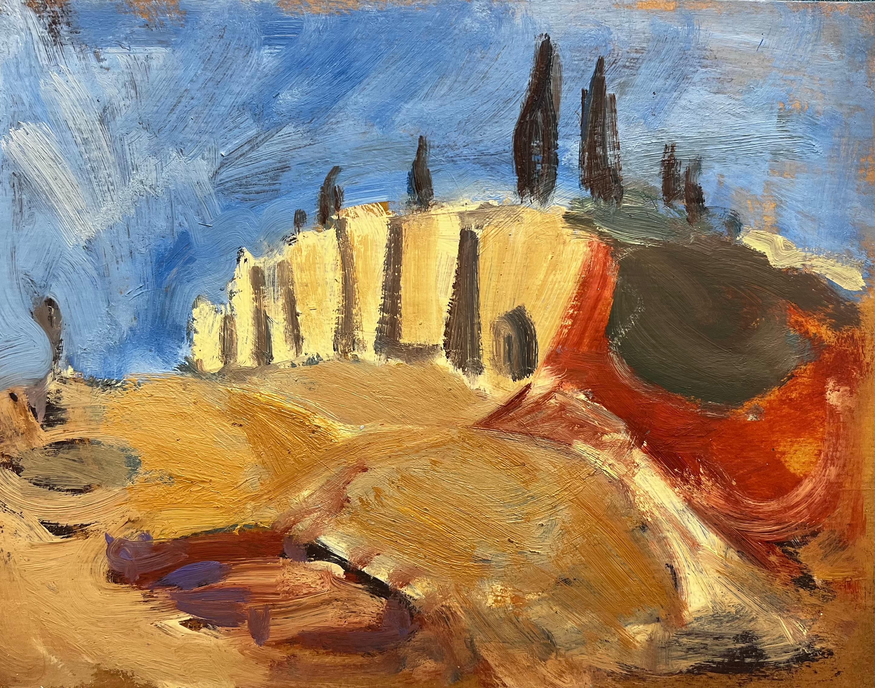 Elisabeth Hahn Landscape Painting - 20th Century German Modernist Oil Painting Over The Cliffs
