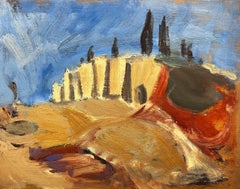 20th Century German Modernist Oil Painting Over The Cliffs