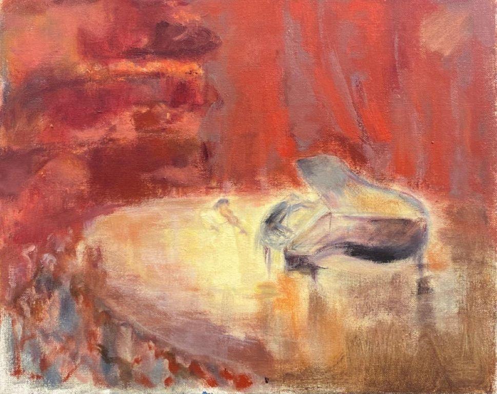 Figurative Painting Elisabeth Hahn - Peinture à l'huile moderniste allemande du 20e siècle - Pianiste dans un concert avecaudience