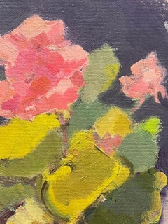 20th Century German Modernist Oil Painting Pink Hydrangea Flower