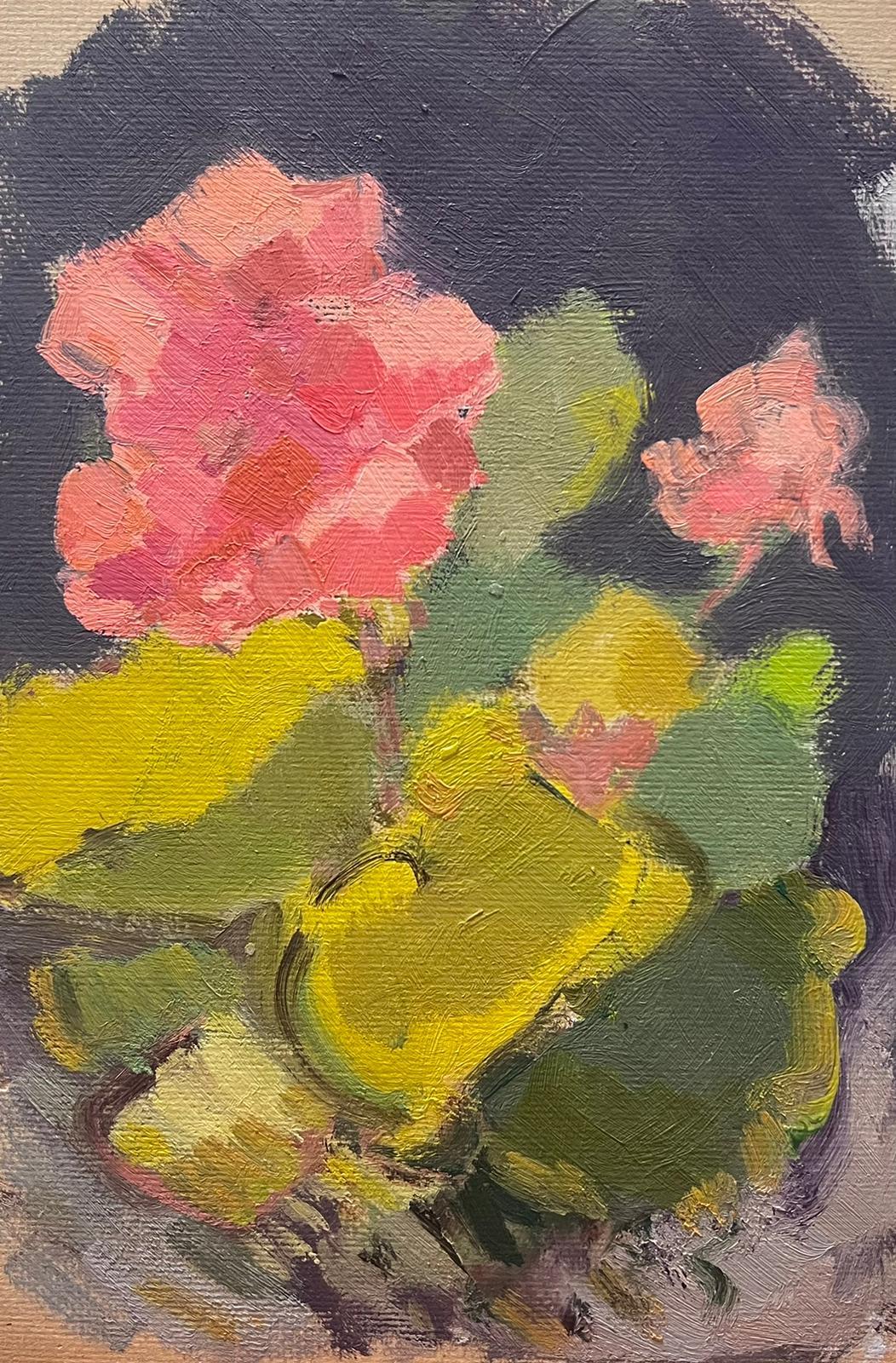 20th Century German Modernist Oil Painting Pink Hydrangea Flower  For Sale 1
