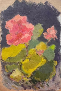 Peinture à l'huile moderniste allemande du 20e siècle, fleur d'hélice rose 