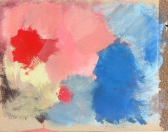 20th Century German Modernist Oil Painting Pink Sunrise Abstract Sky