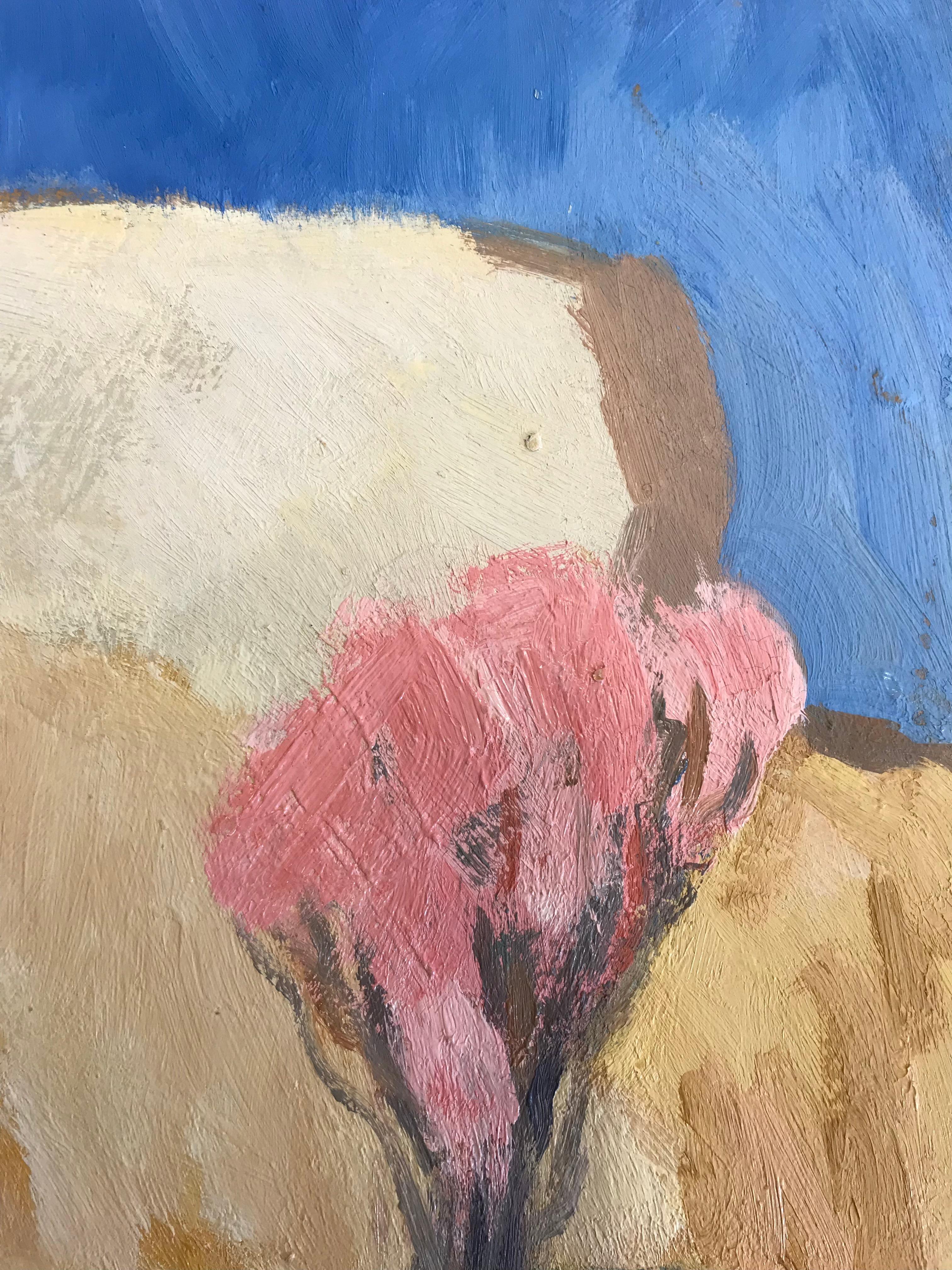 Peinture à l'huile moderniste allemande du 20e siècle - arbre rose dans le désert - Moderne Painting par Elisabeth Hahn