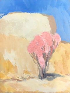 20th Century German Modernist Oil Painting - Pink Tree In Desert