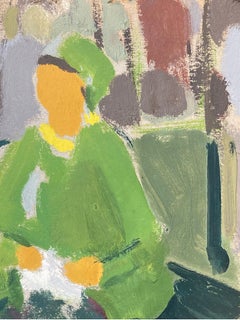 20th Century German Modernist Oil Painting Portrait of Lady in Green