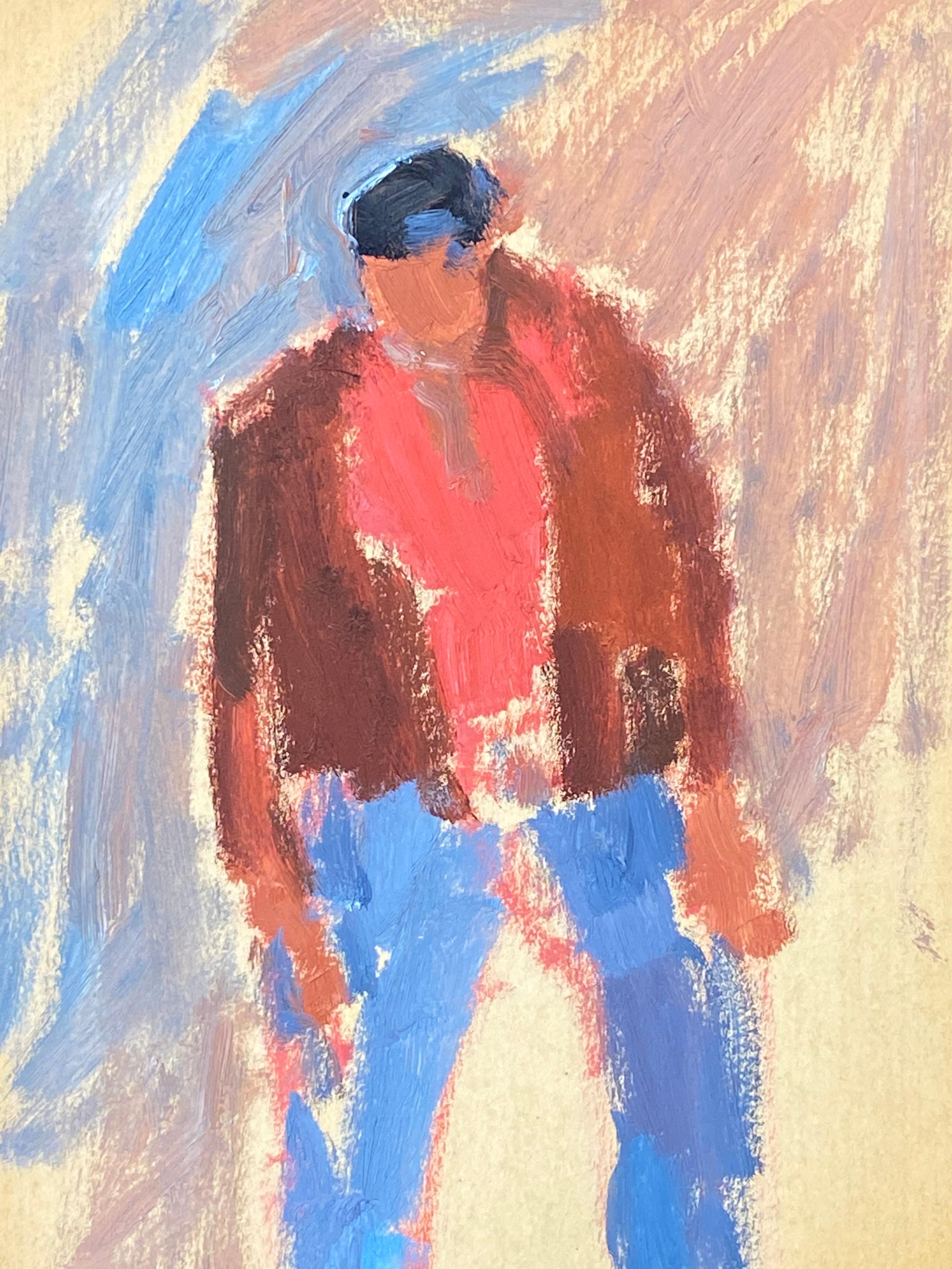 Deutsches modernistisches Ölgemälde des 20. Jahrhunderts, Porträtstudie eines Mannes – Painting von Elisabeth Hahn