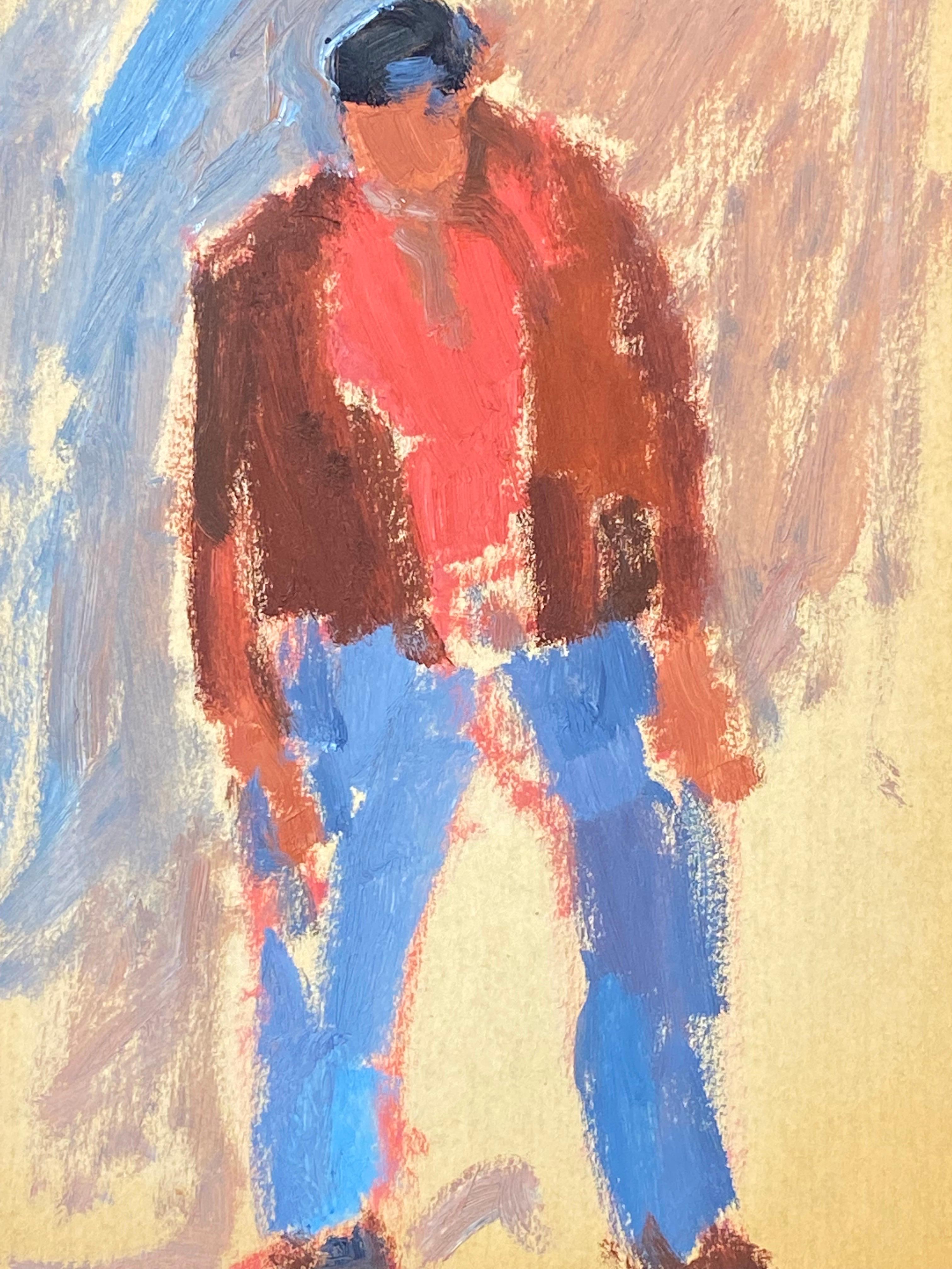 20th Century German Modernist Oil Painting Portrait Study of a Man - Beige Portrait Painting by Elisabeth Hahn