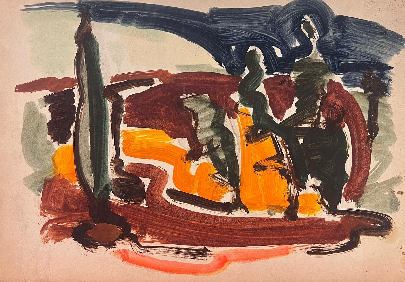 Elisabeth Hahn Abstract Painting – Deutsches modernistisches Ölgemälde des 20. Jahrhunderts, Provence, abstrakte Landschaft