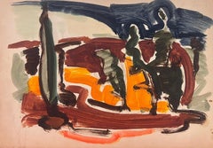 Peinture à l'huile moderniste allemande du 20ème siècle, Provence, paysage abstrait
