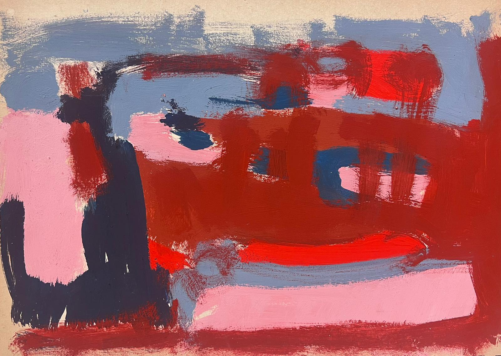 Elisabeth Hahn Abstract Painting - 20th Century German Modernist Oil Painting Red and Pink Abstract