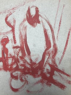Pintura al óleo modernista alemana del siglo XX Boceto de figura roja