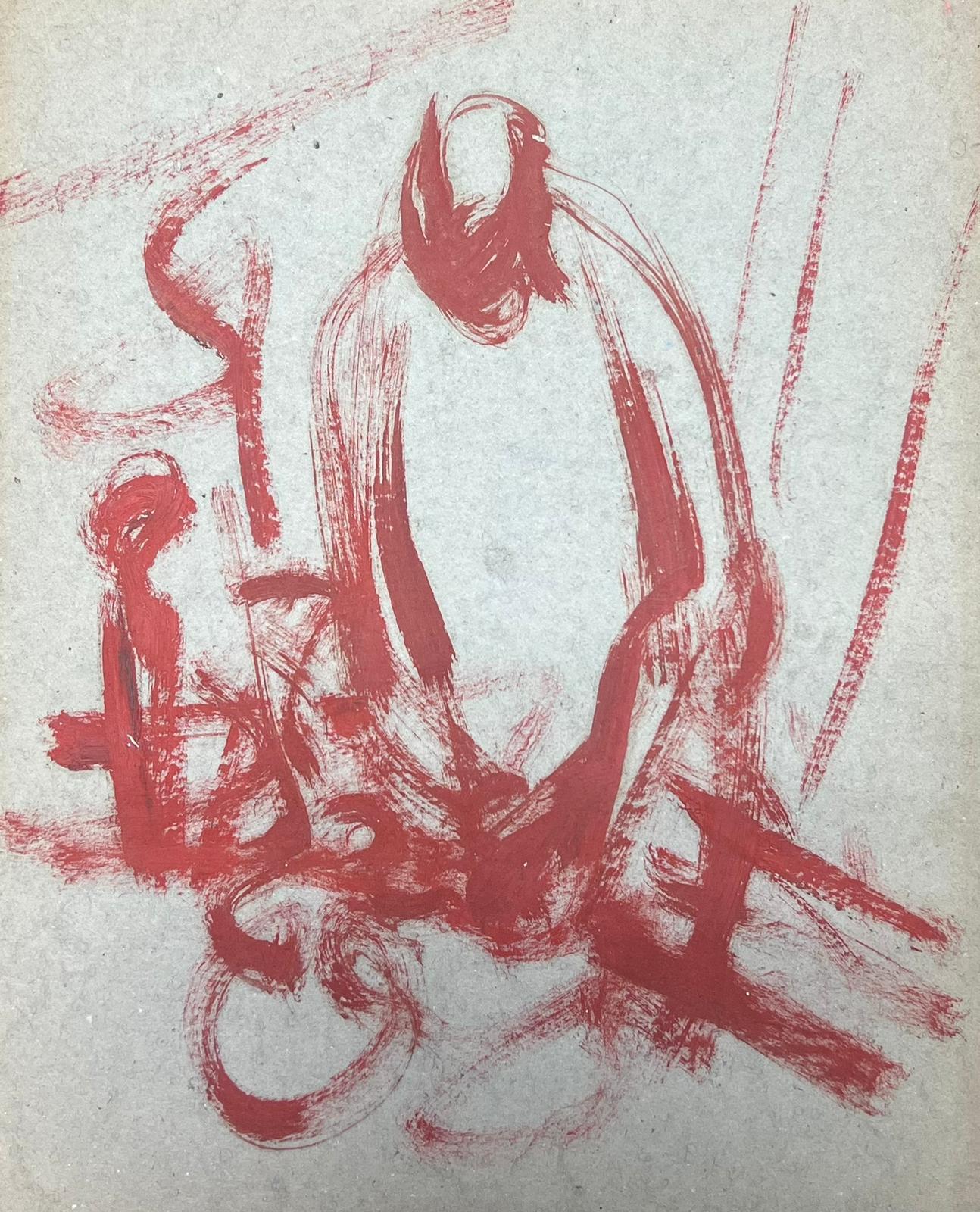 20th Century German Modernist Oil Painting Red Figure Sketch