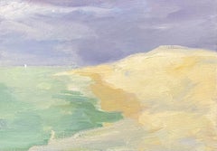 20th Century German Modernist Oil Painting Sandy Beach Seascape