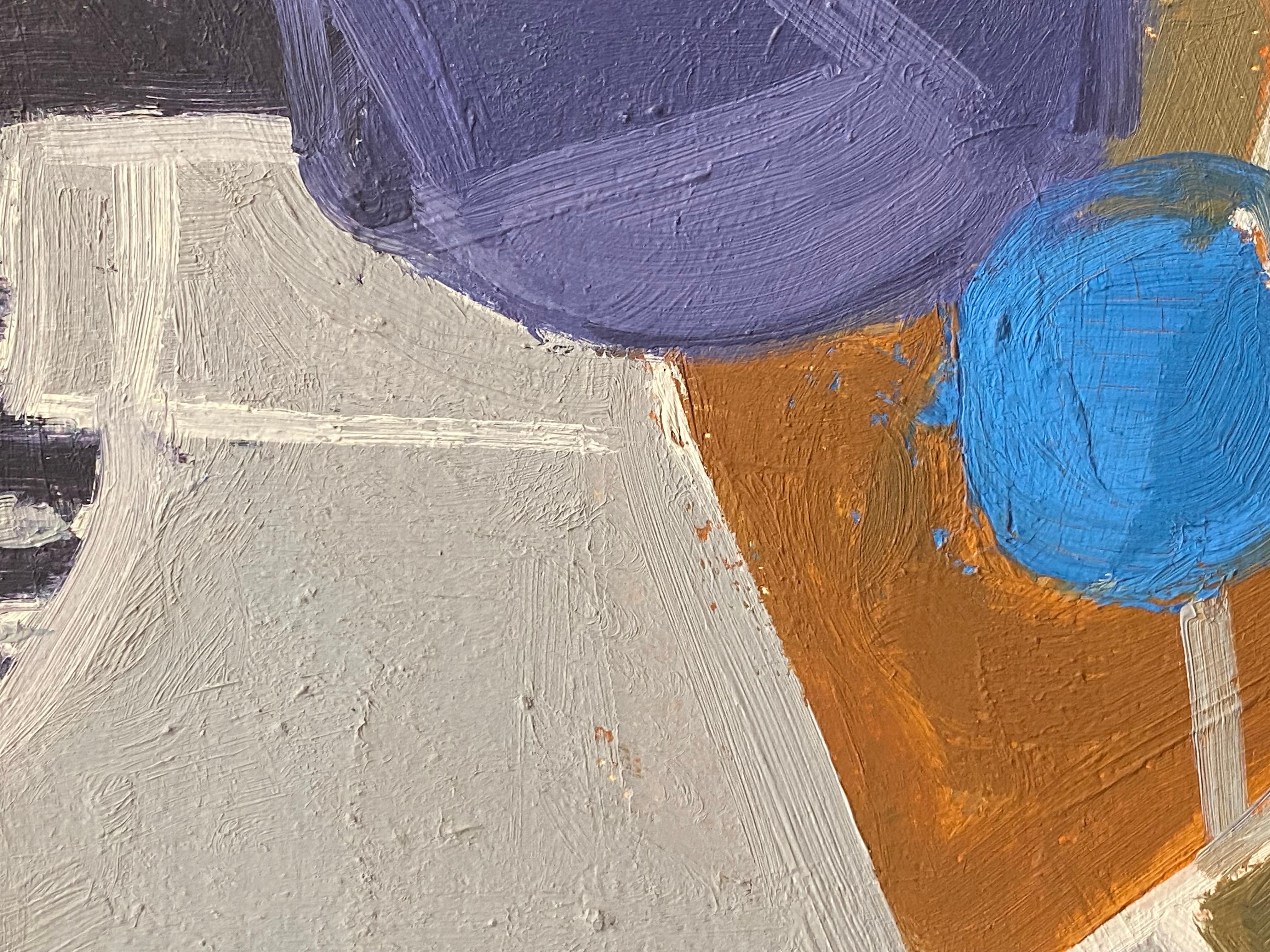 Deutsches modernistisches Ölgemälde des 20. Jahrhunderts, Stillleben in Farbe (Grau), Interior Painting, von Elisabeth Hahn