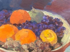 20th Century German Modernist Oil Painting Still Life of Fruit in Bowl