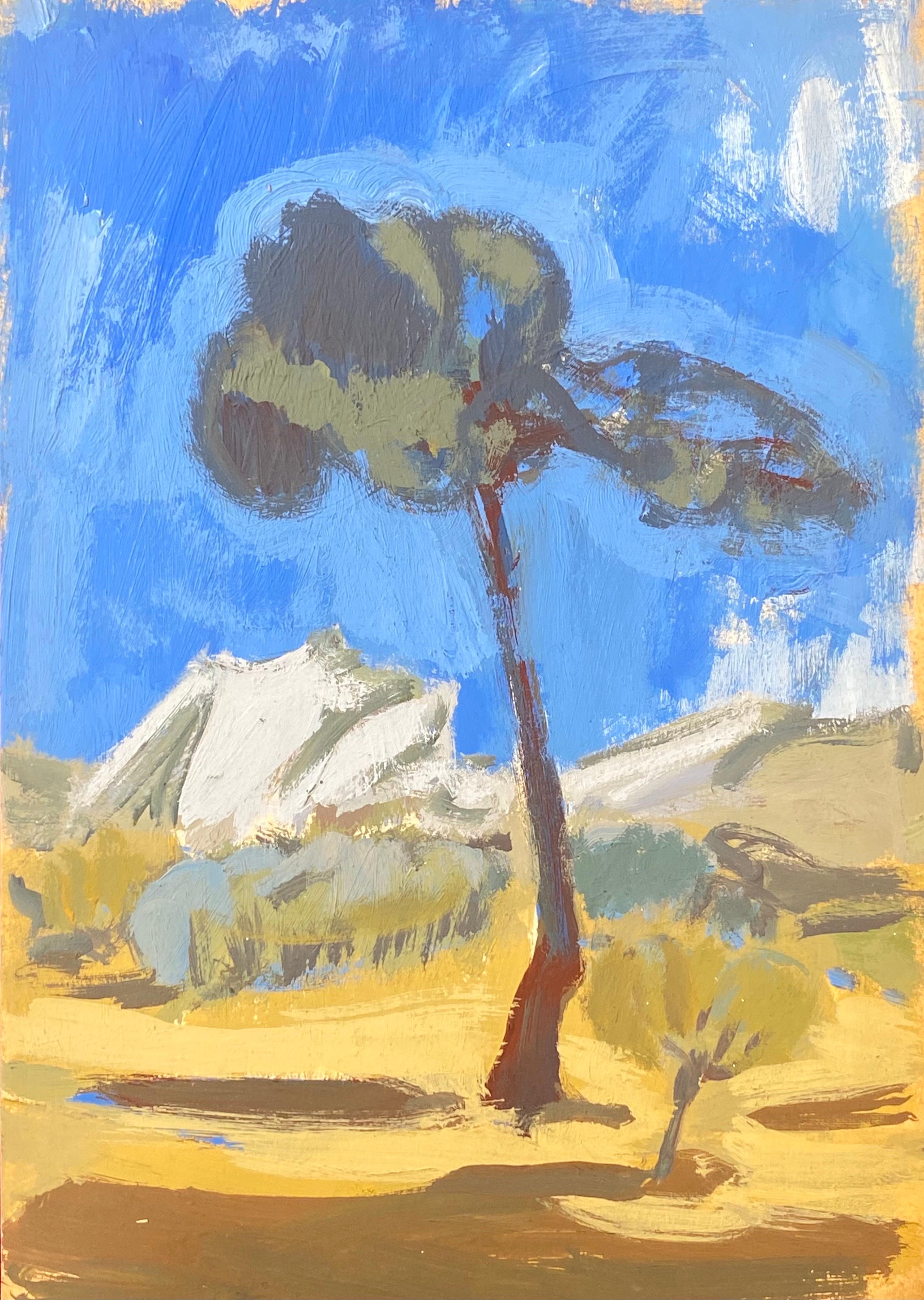 Elisabeth Hahn Landscape Painting - 20th Century German Modernist Oil Painting Sun Scorched Landscape & Tree