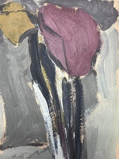 20th Century German Modernist Oil Painting Tall Abstract Trees