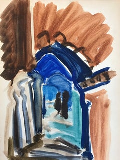 20th Century German Modernist Oil Painting - Through The Colourful Archway