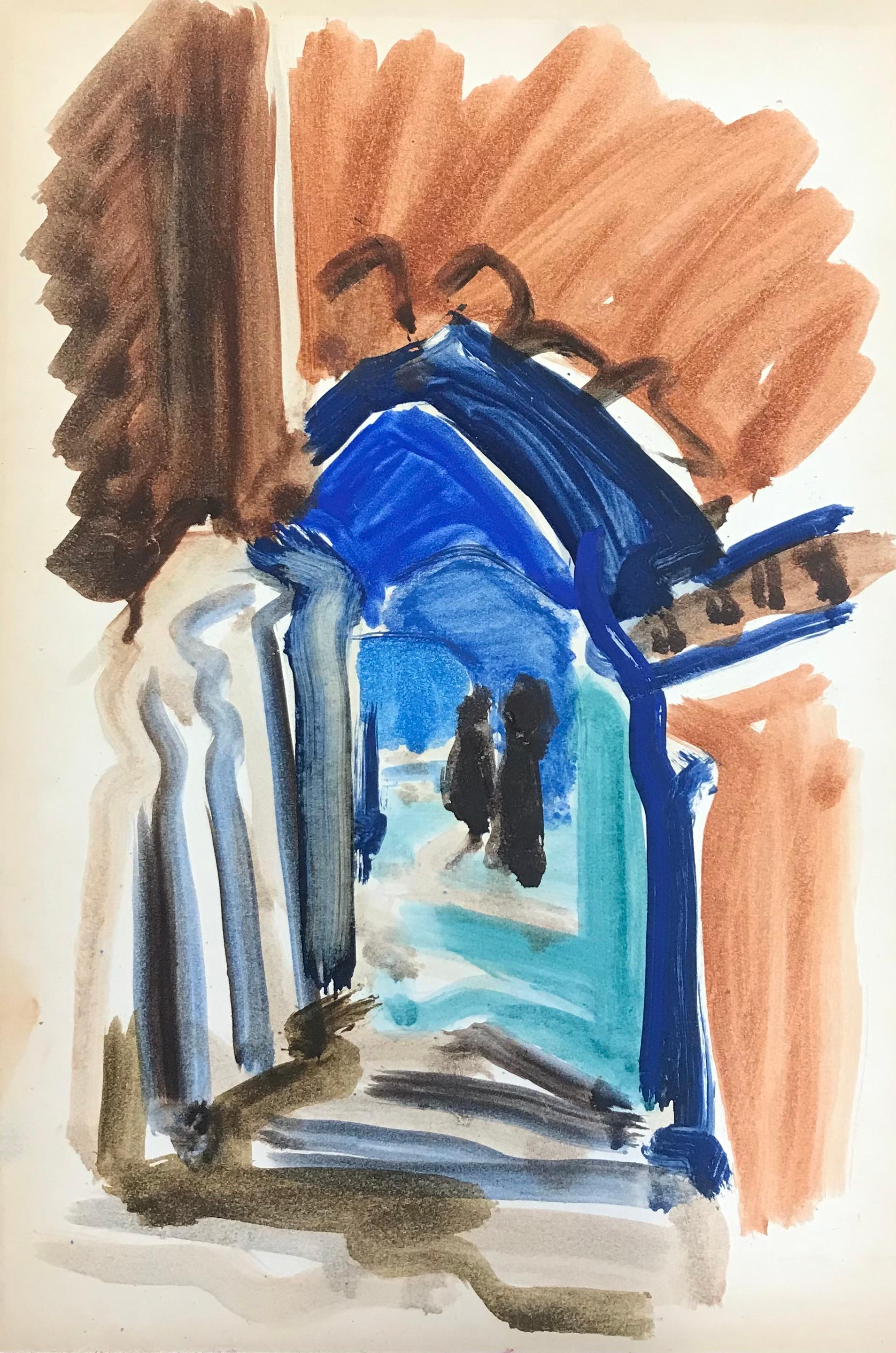 Landscape Painting di Elisabeth Hahn - Pittura ad olio modernista tedesca del 20° secolo - Attraverso l'arco colorato