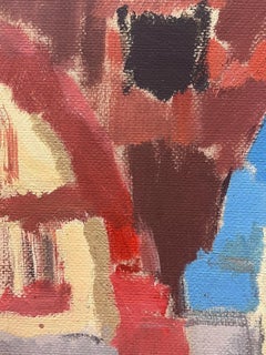 20th Century German Modernist Oil Painting Town Arch Ways