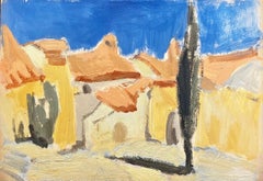 20th Century German Modernist Oil Painting - Town Landscape