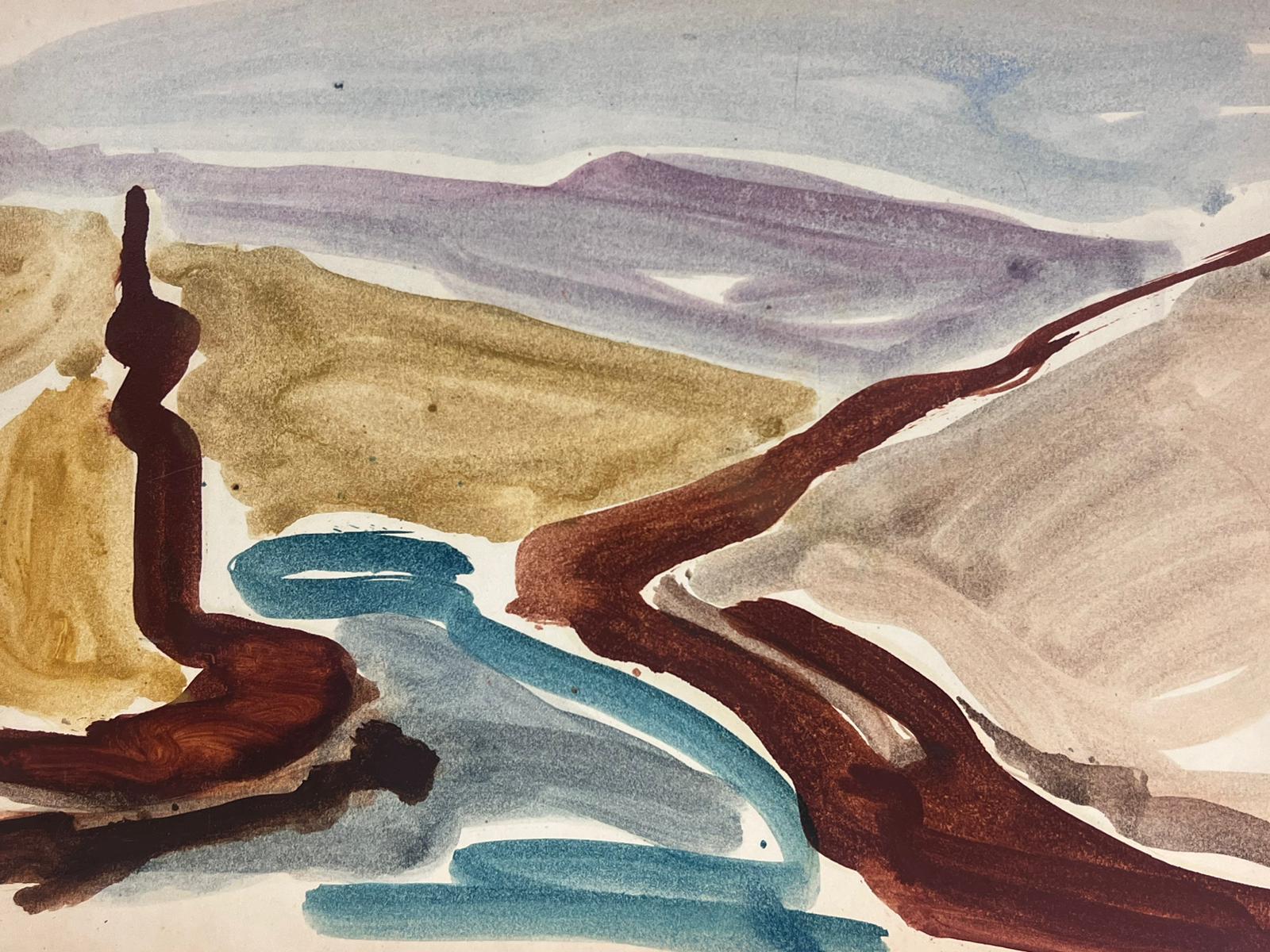 Deutsche modernistische Aquarellmalerei des 20. Jahrhunderts Abstrakte Meeres Scape Landscape  – Painting von Elisabeth Hahn