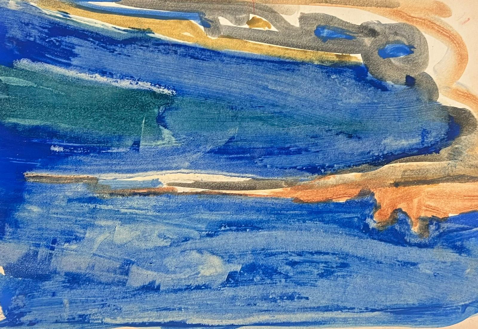 Deutsche modernistische Aquarellmalerei des 20. Jahrhunderts Abstrakte Meeres Scape Landscape  (Beige), Abstract Painting, von Elisabeth Hahn