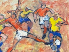 The Football Match 20th Century German Modernist Oil Painting playing football