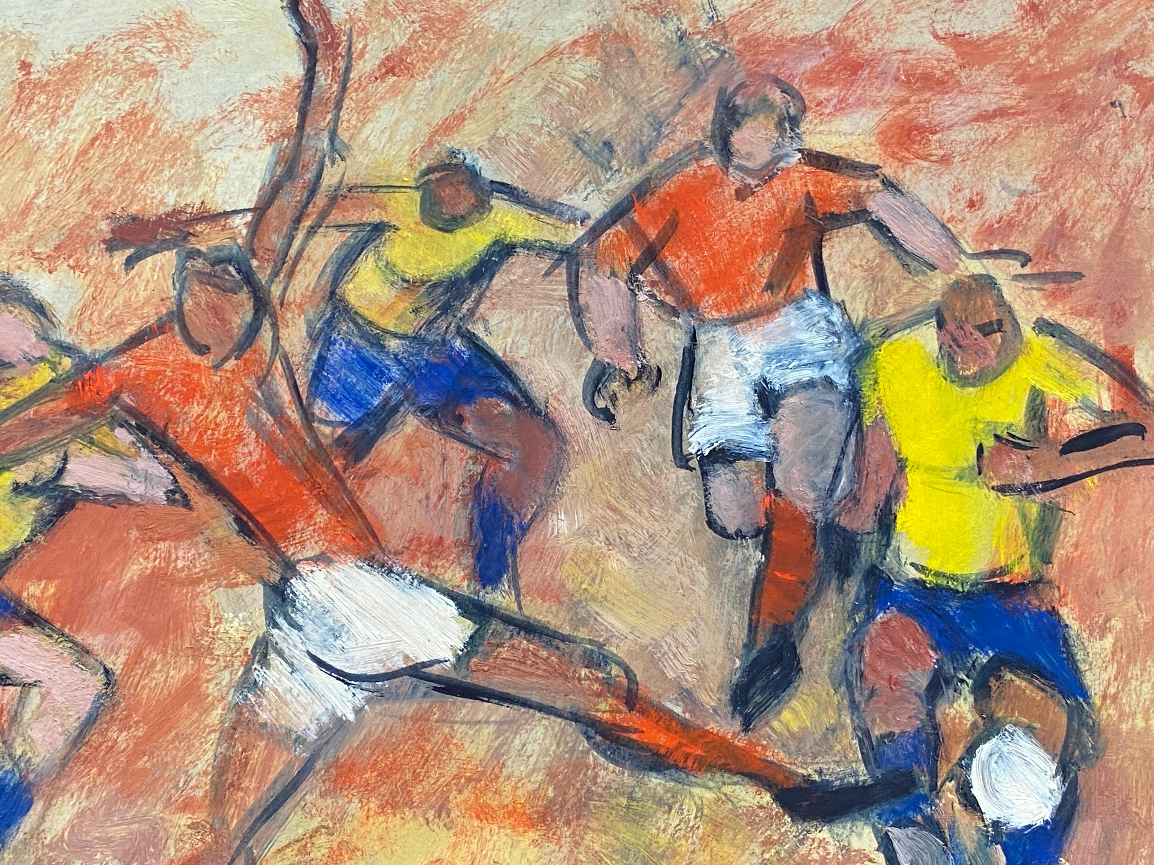 The Football Match 20th Century German Modernist Oil Painting playing football For Sale 1