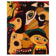 Elisabeth Jensen, artiste danoise, acrylique sur toile, « La fille aux yeux »