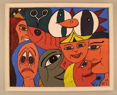 Elisabeth Jensen, Danish Artist, Acrylic on Canvas, "The sad and the happy"