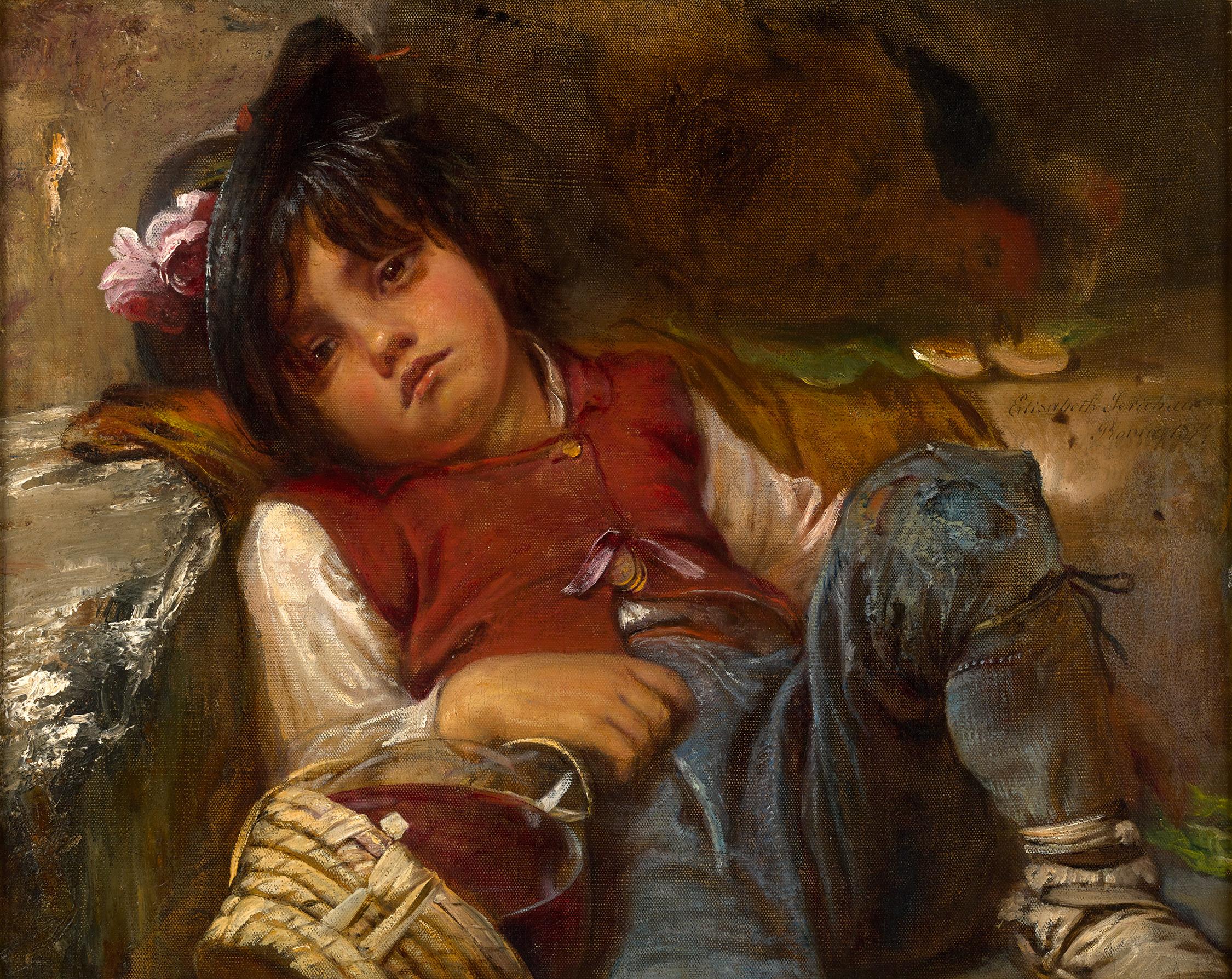 Elisabeth Jerichau Baumann Figurative Painting - A Poor Roman Boy By Elisabeth Jerichau-Baumann